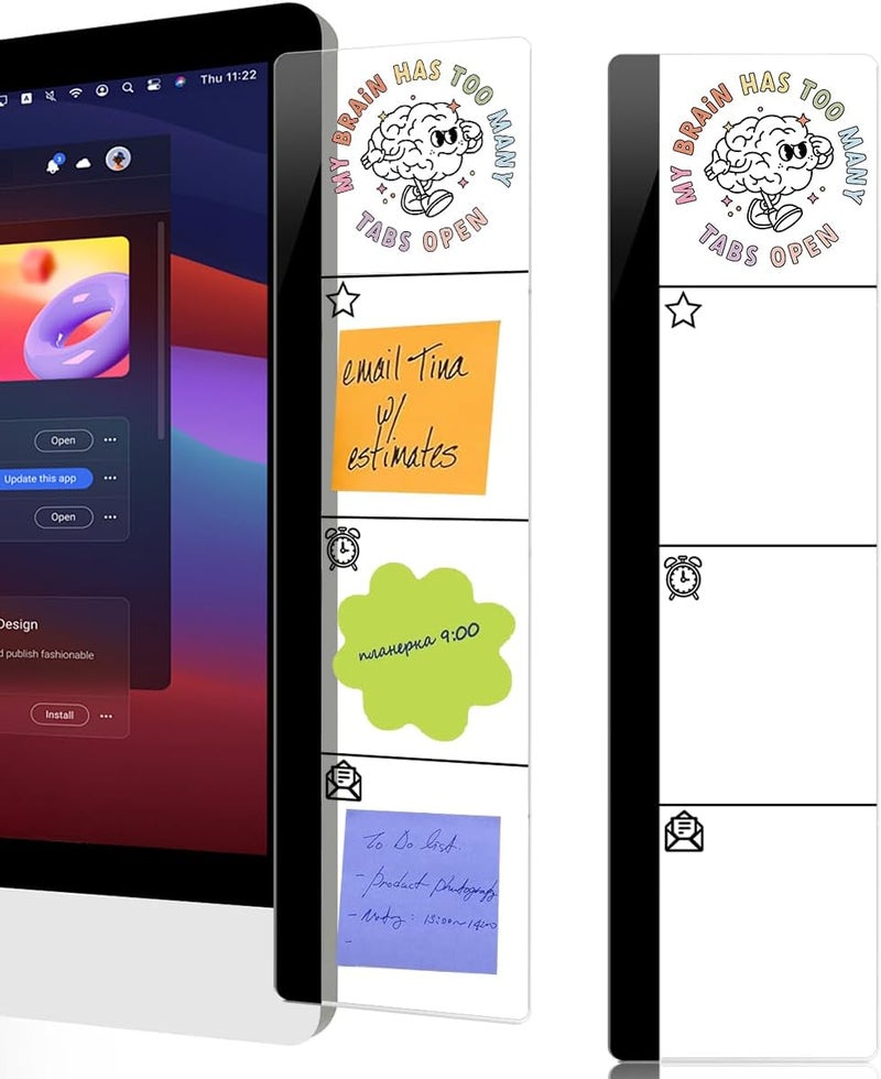 HTBIG Computer Monitor Memo Board My Brain Has Too Many Tabs Open Logo Decor Monitor Message Board Sticky Notes Office Desk Accessories for Send Family Members Office Friends and Colleagues Gifts - Image 1